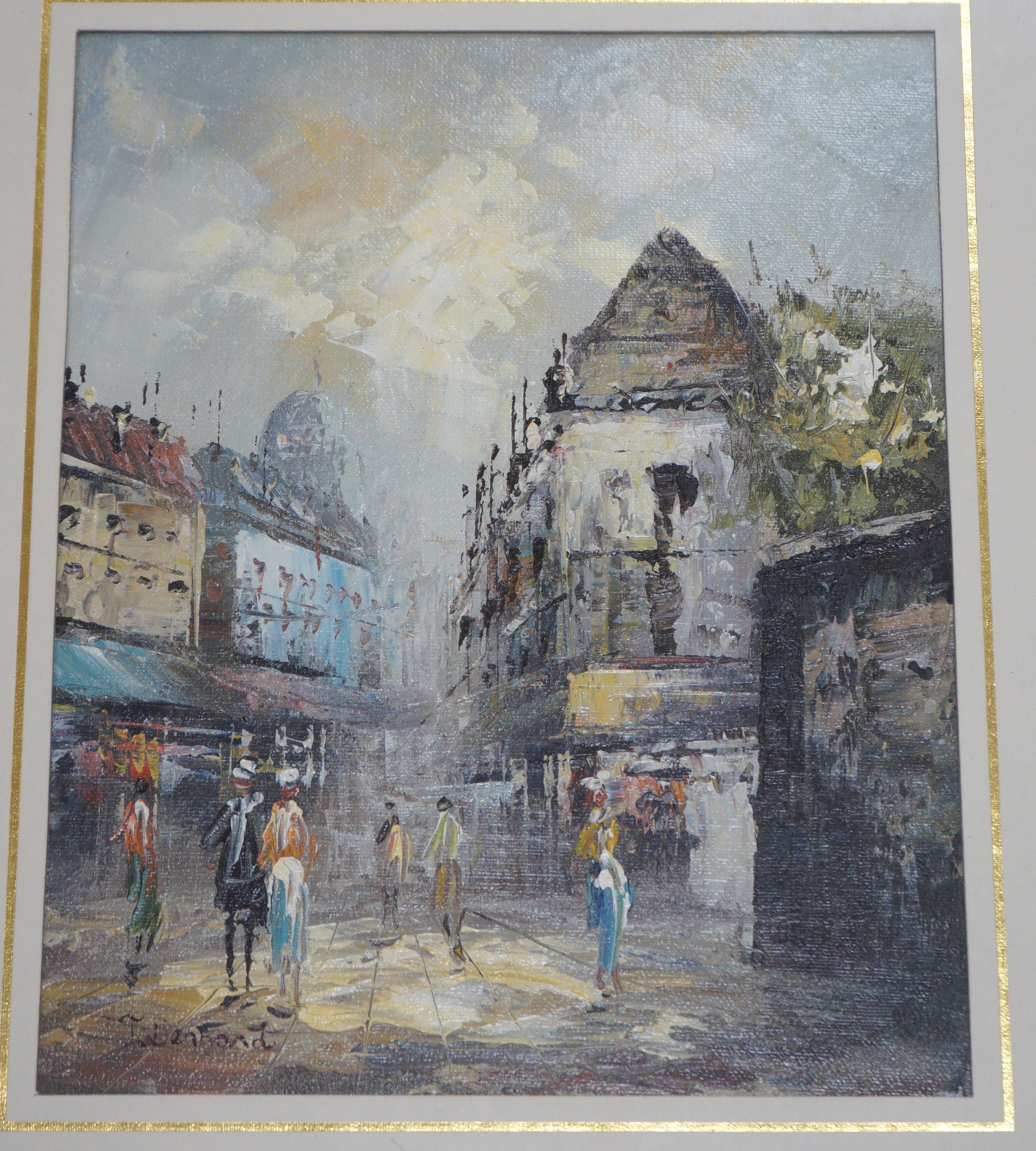 F. Bernard, pair of oils on board, Paris street scenes, signed, 25 x 20cm